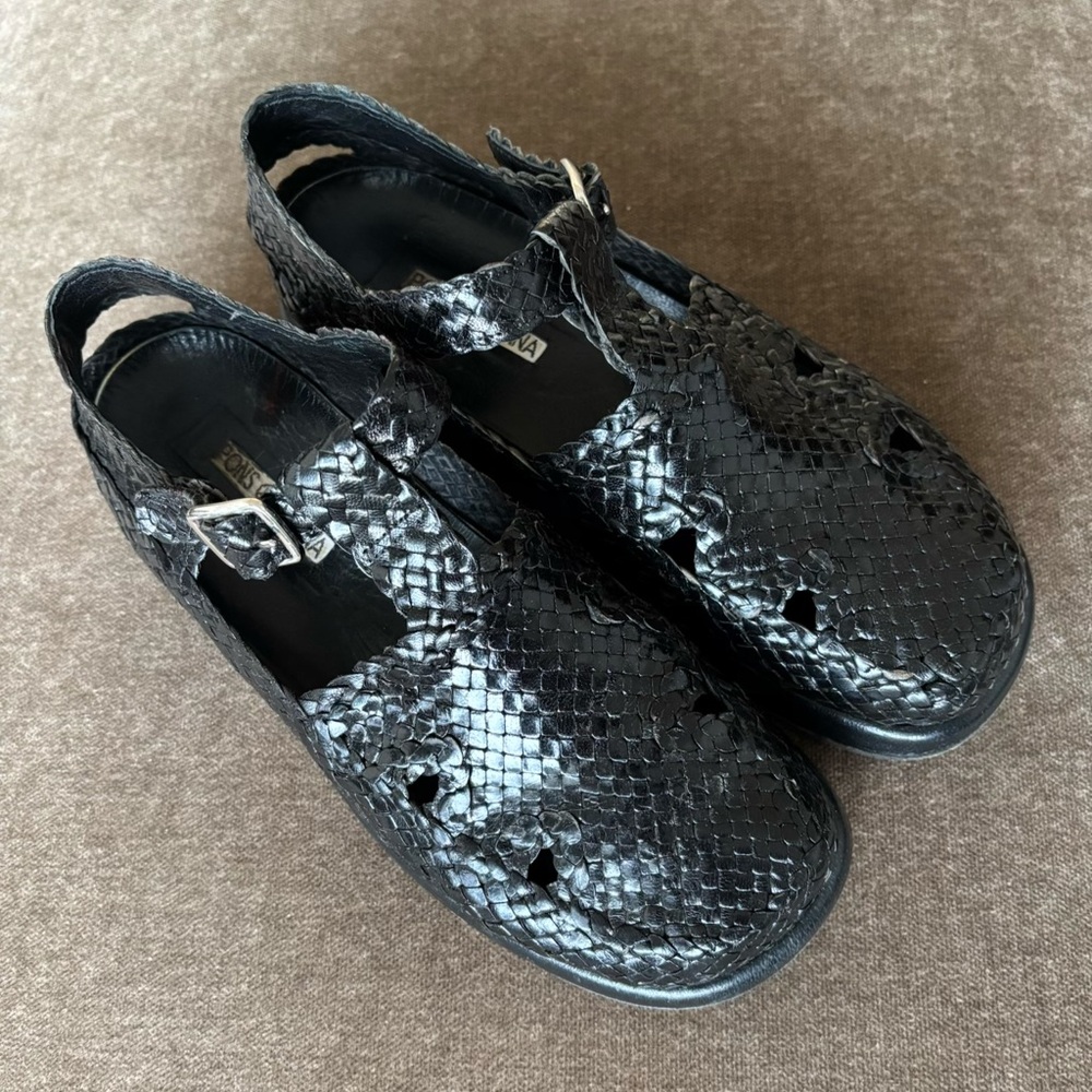 Pons Quintana Black Woven Sandals